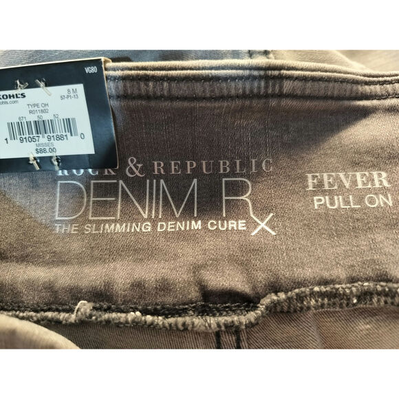 3643) Rock & Republic Gray Stone Wash Fever Midrise Pullon Denim Jeggings 8 M - Picture 9 of 10